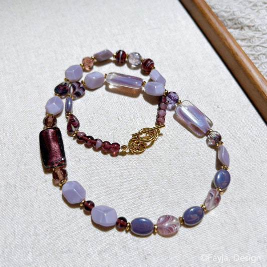 Elegant Purple Necklace | Handmade Czech Glass Bead Jewelry | Gift for Her