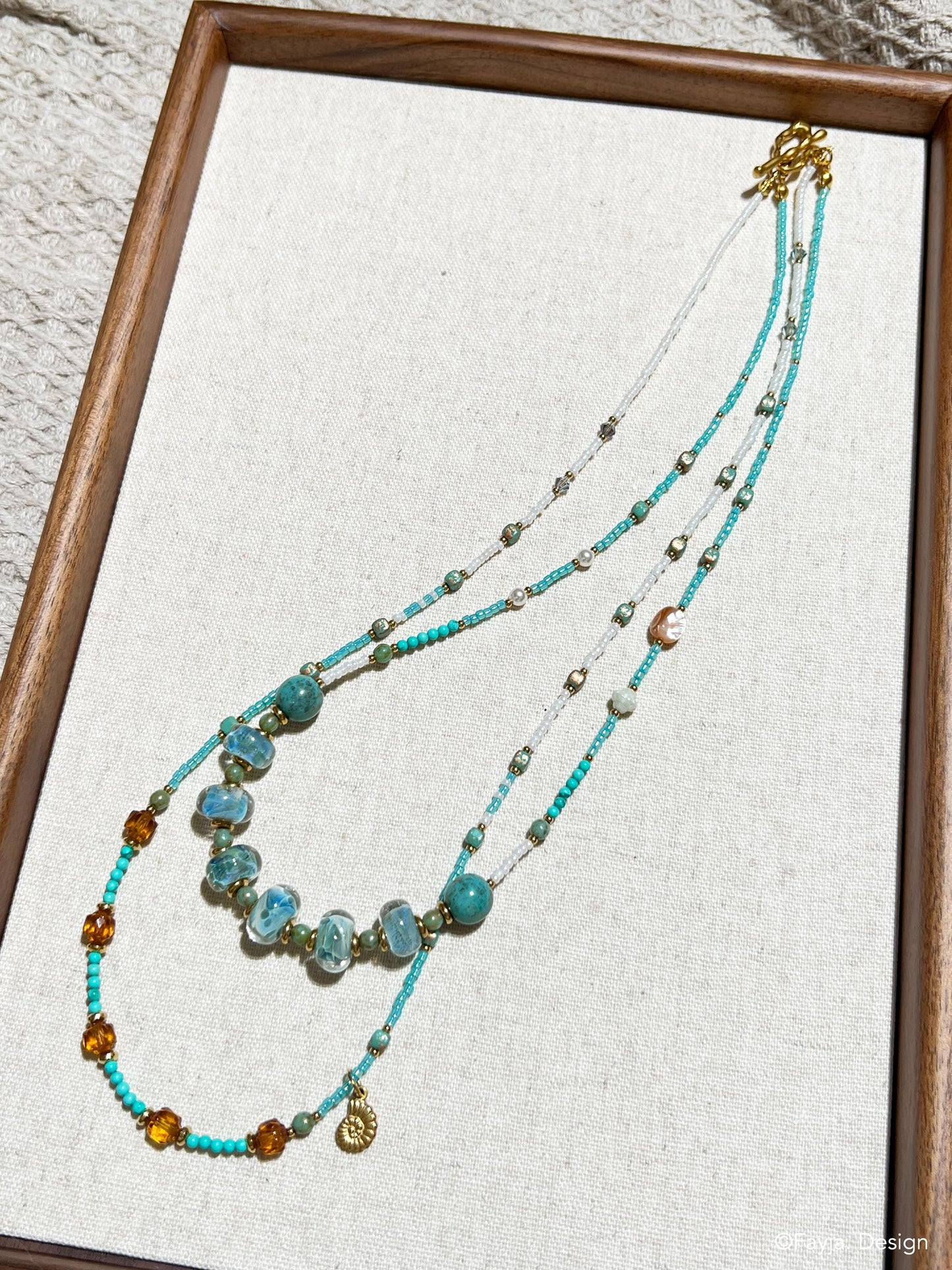 Ocean-Inspired Teal Blue Necklace | Handcrafted Lampwork Bead & TOHO Seed Bead Jewelry