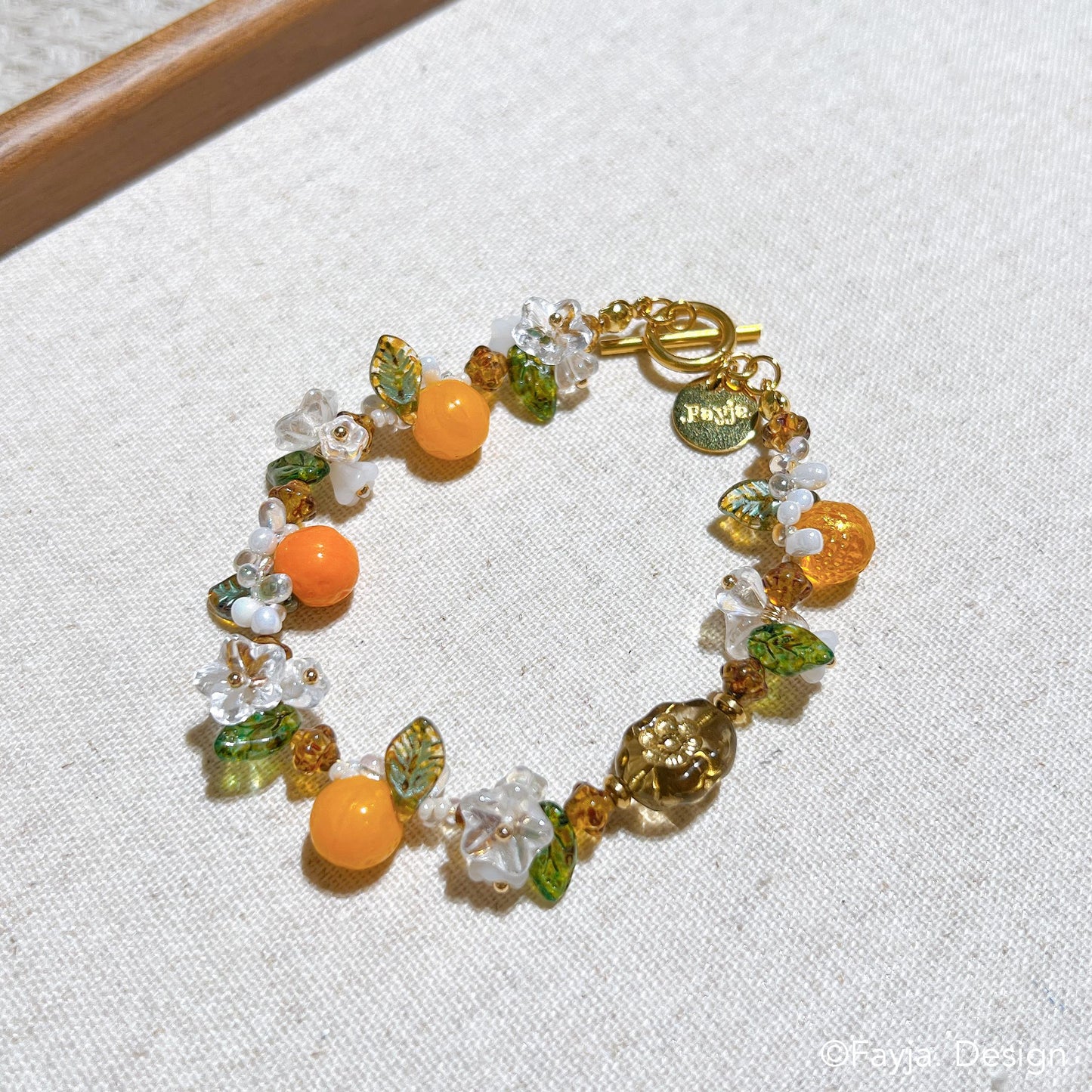 Orange fruit jewelry, cute oranges  bracelet, orange floral bracelet, summer jewelry for holiday vacation, bohemian bead, gift for her