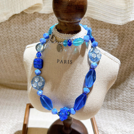Vibrant Blue Necklace | Handmade Czech Glass Bead Jewelry | Gift for Her