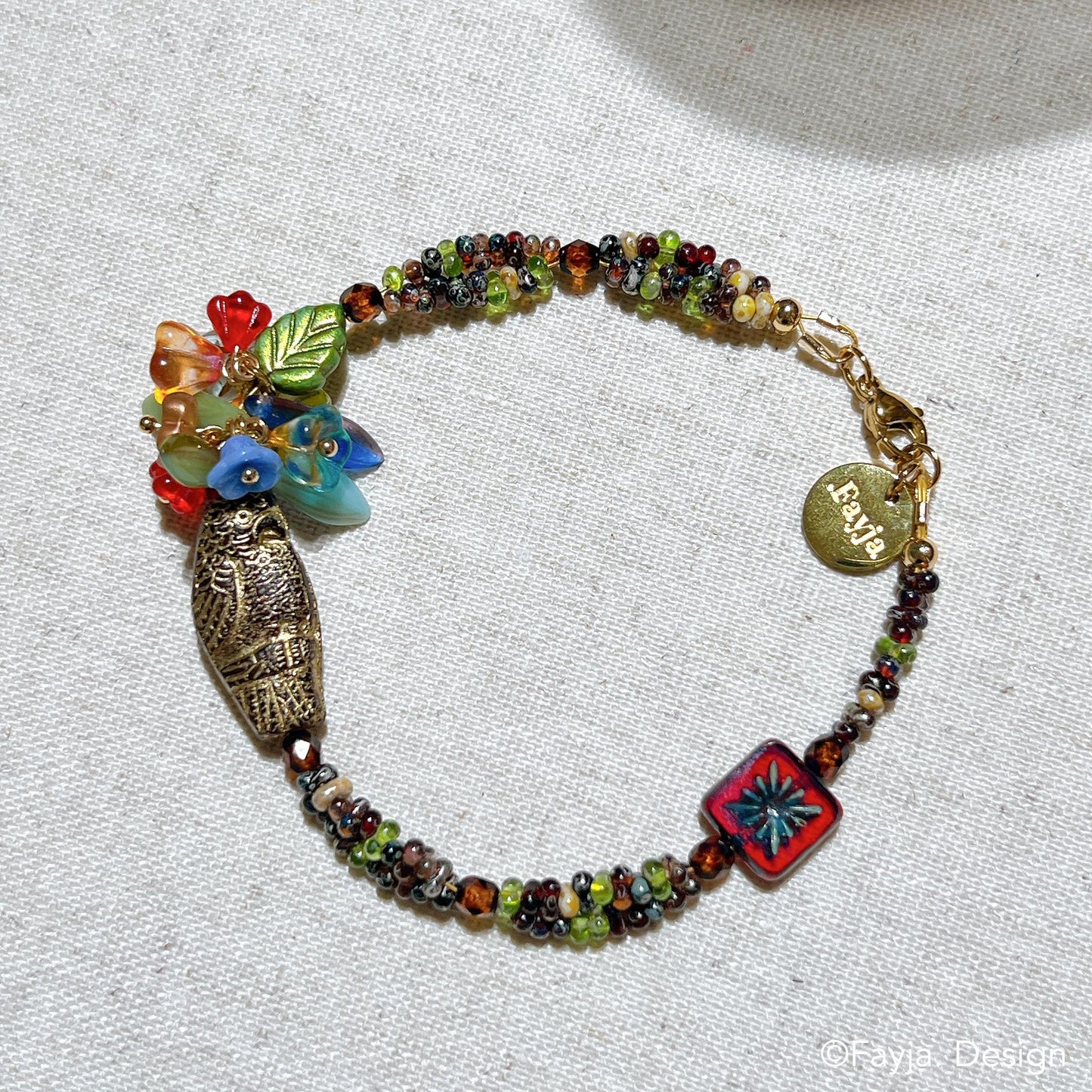 Bohemian Flower Bouquet Parrot Bracelet | Colorful Vacation Gift Jewelry | Gift for Her